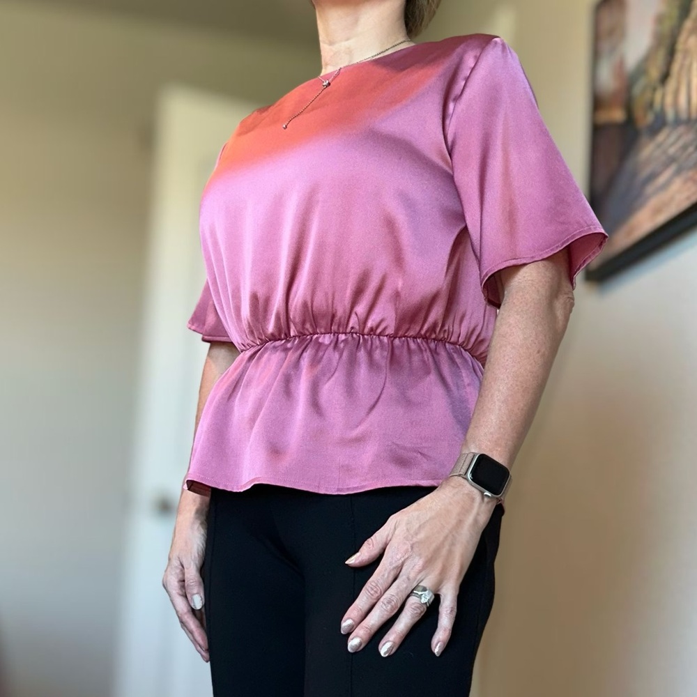 Ann Taylor Factory Elegant Pink Satin Top